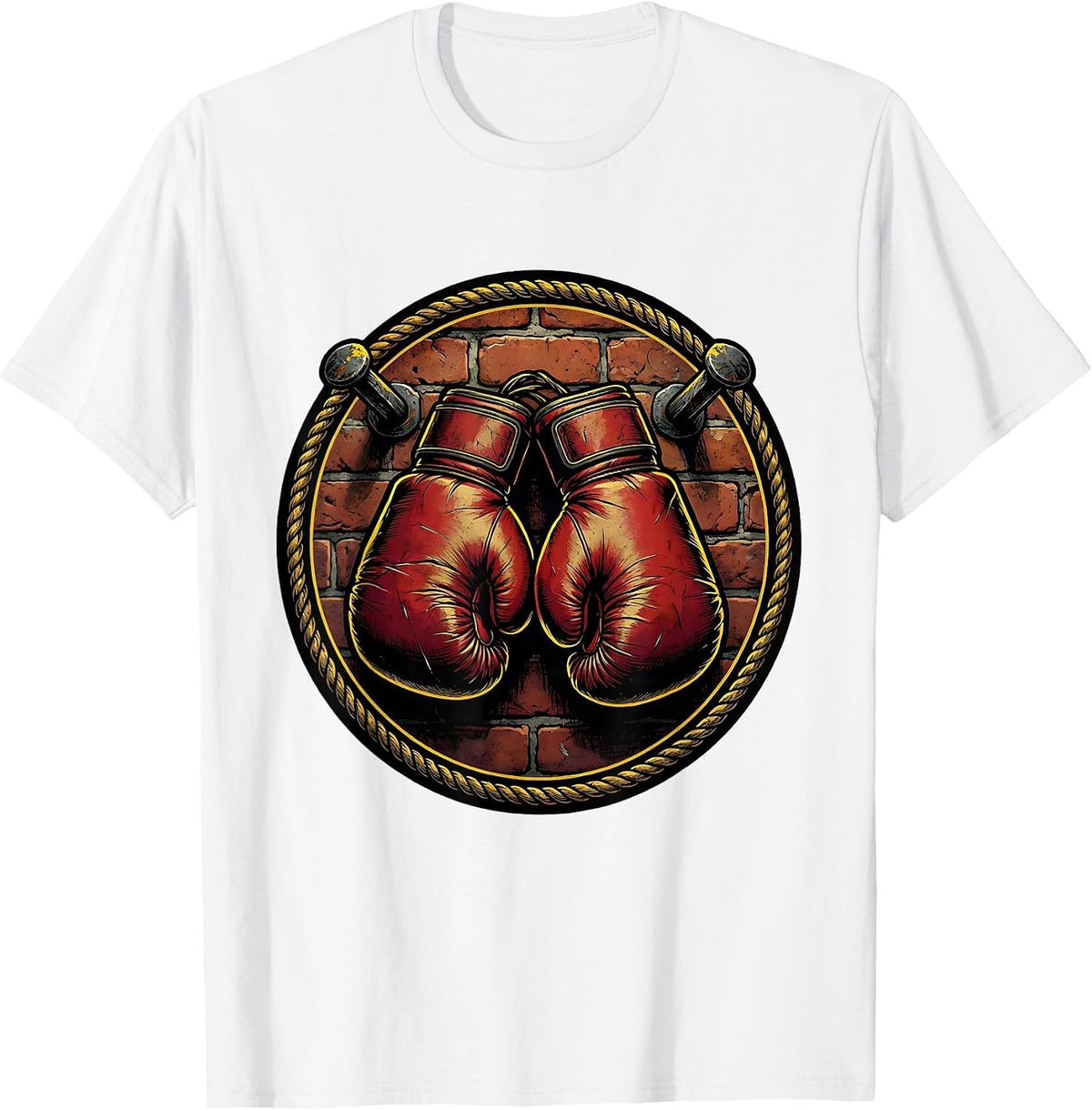 Men's Retired Boxing Gloves Nailed to Brick Wall T-Shirt - White