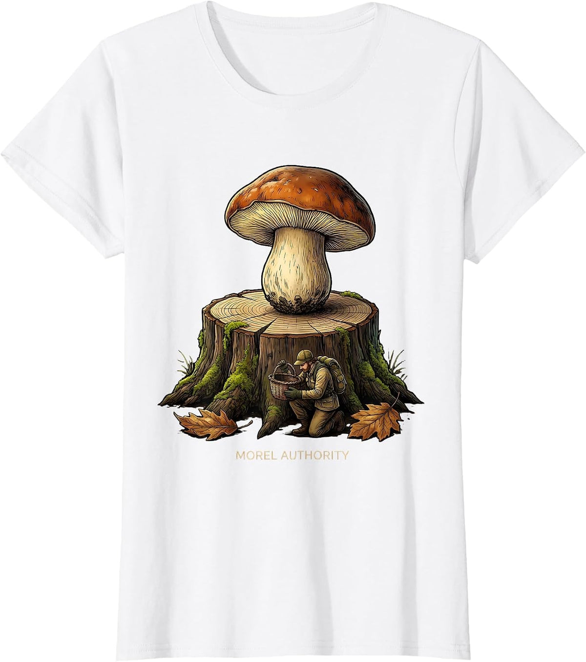 Morel Authority Funny Mushroom Foraging Morel Hunter Gift T-Shirt - White