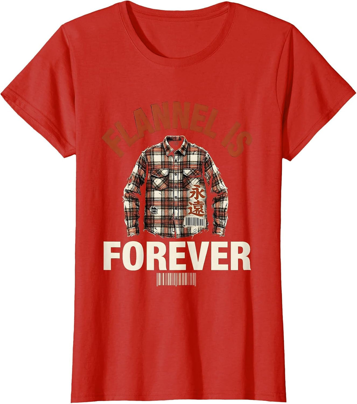 Flannel Is Forever Gen X Grunge Era Design T-Shirt - Red