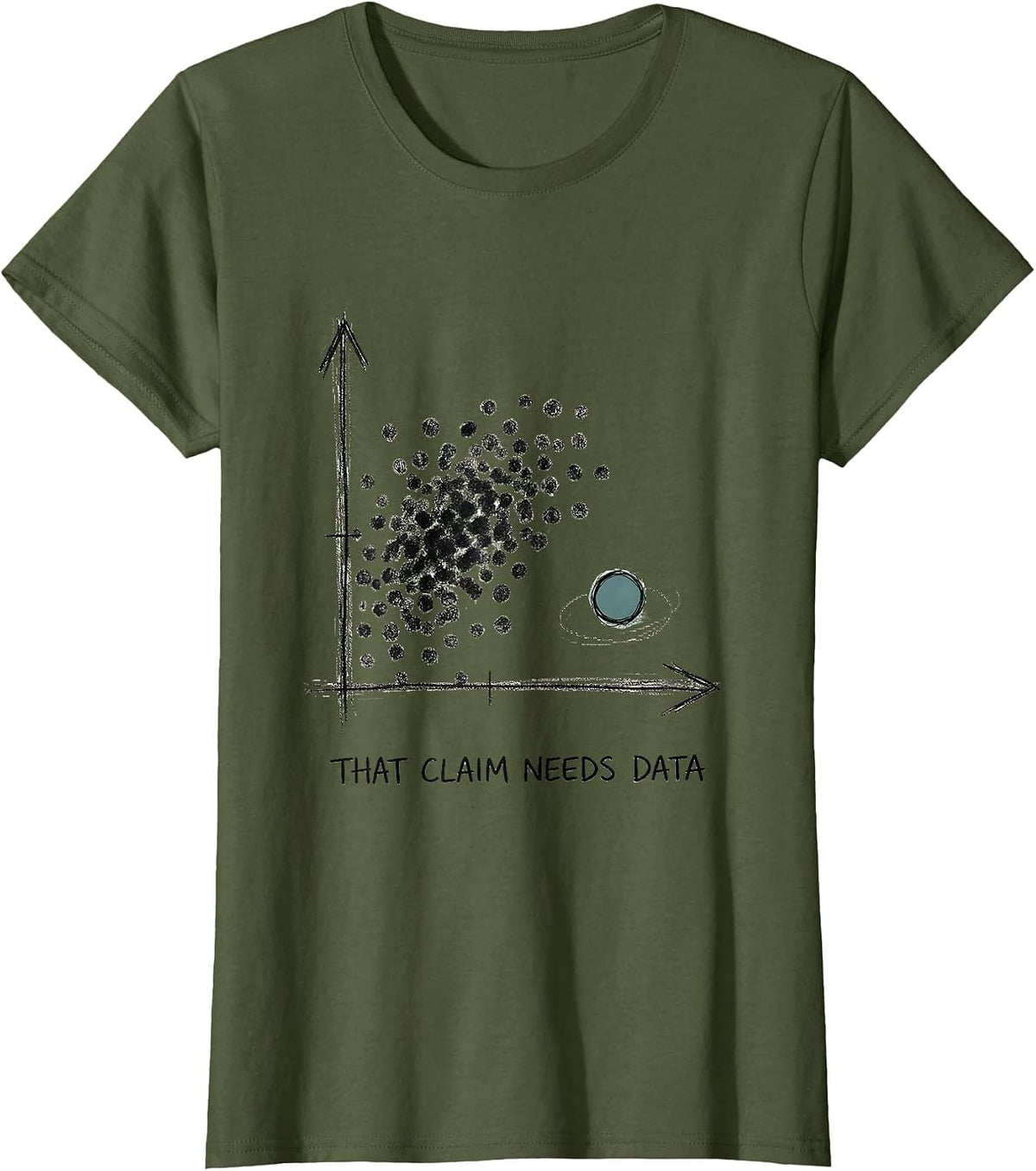 Women's That Claim Needs Data Hand-Sketched Data Analyst STEM Humor T-Shirt - Olive Green