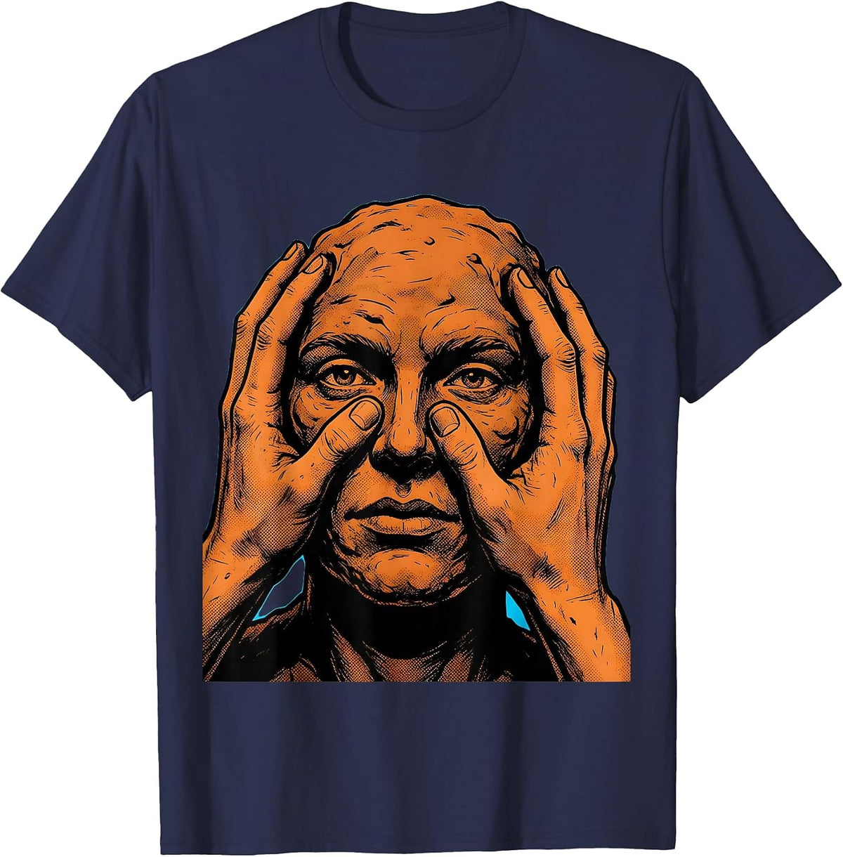 Men's Art Teacher Sculptor Clay Face Illustration T-Shirt - Navy Blue
