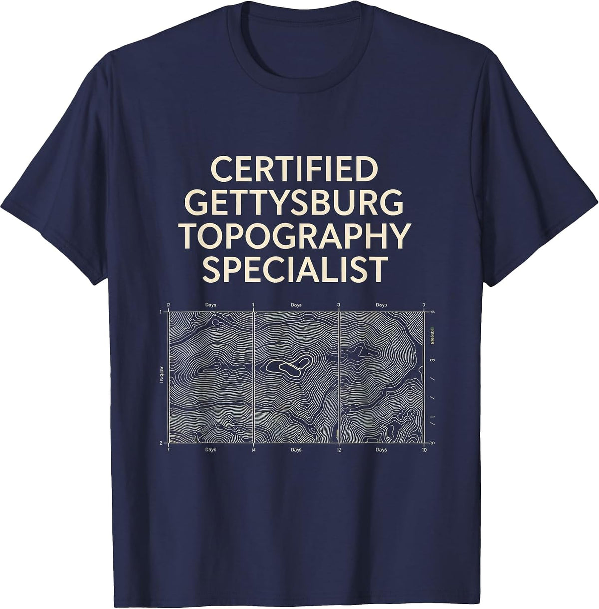 Men's Certified Gettysburg Topography Specialist History Teacher T-Shirt - Navy Blue