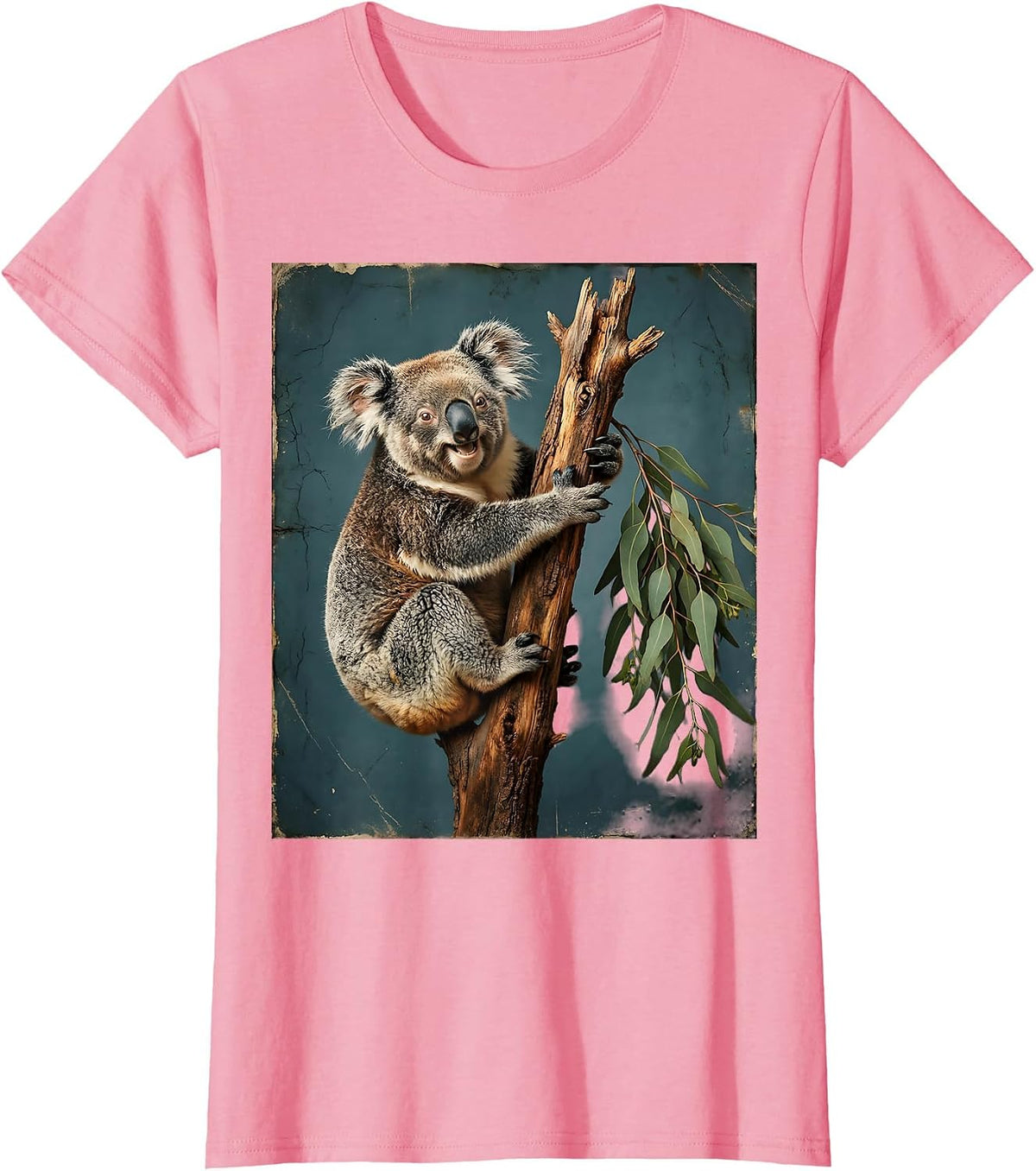 Women's Derpy Koala Hugging Wrong Tree Branch T-Shirt - Pink
