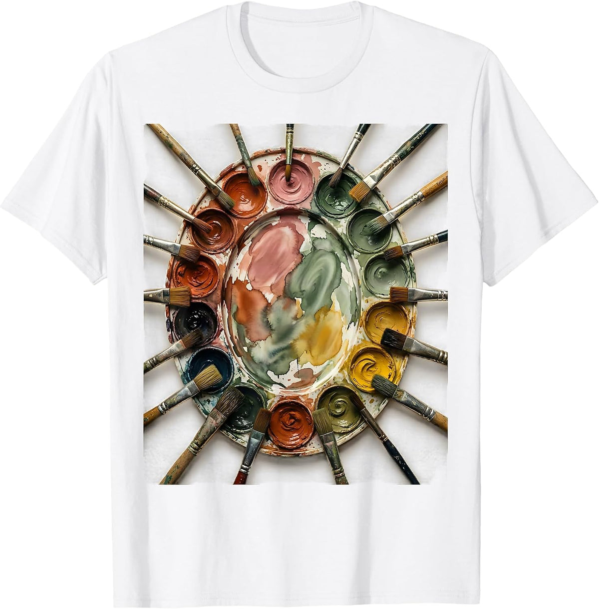 Men's Watercolor Palette Art Preschool Teacher Gift T-Shirt - White
