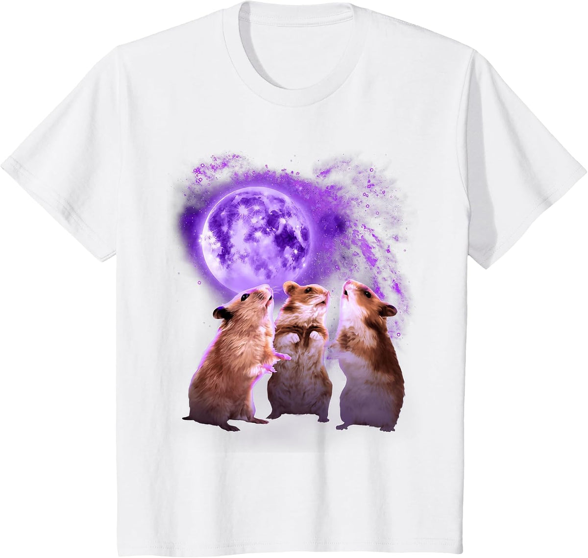 Hamsters Howling at the Moon Shirt - Funny Hamster T-Shirt - White