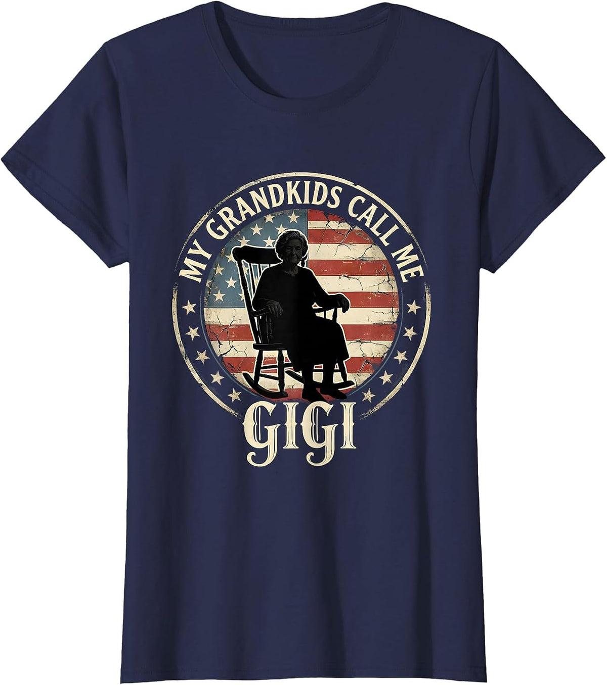 Women's My Grandkids Call Me Gigi Grandmother Design T-Shirt - Navy Blue