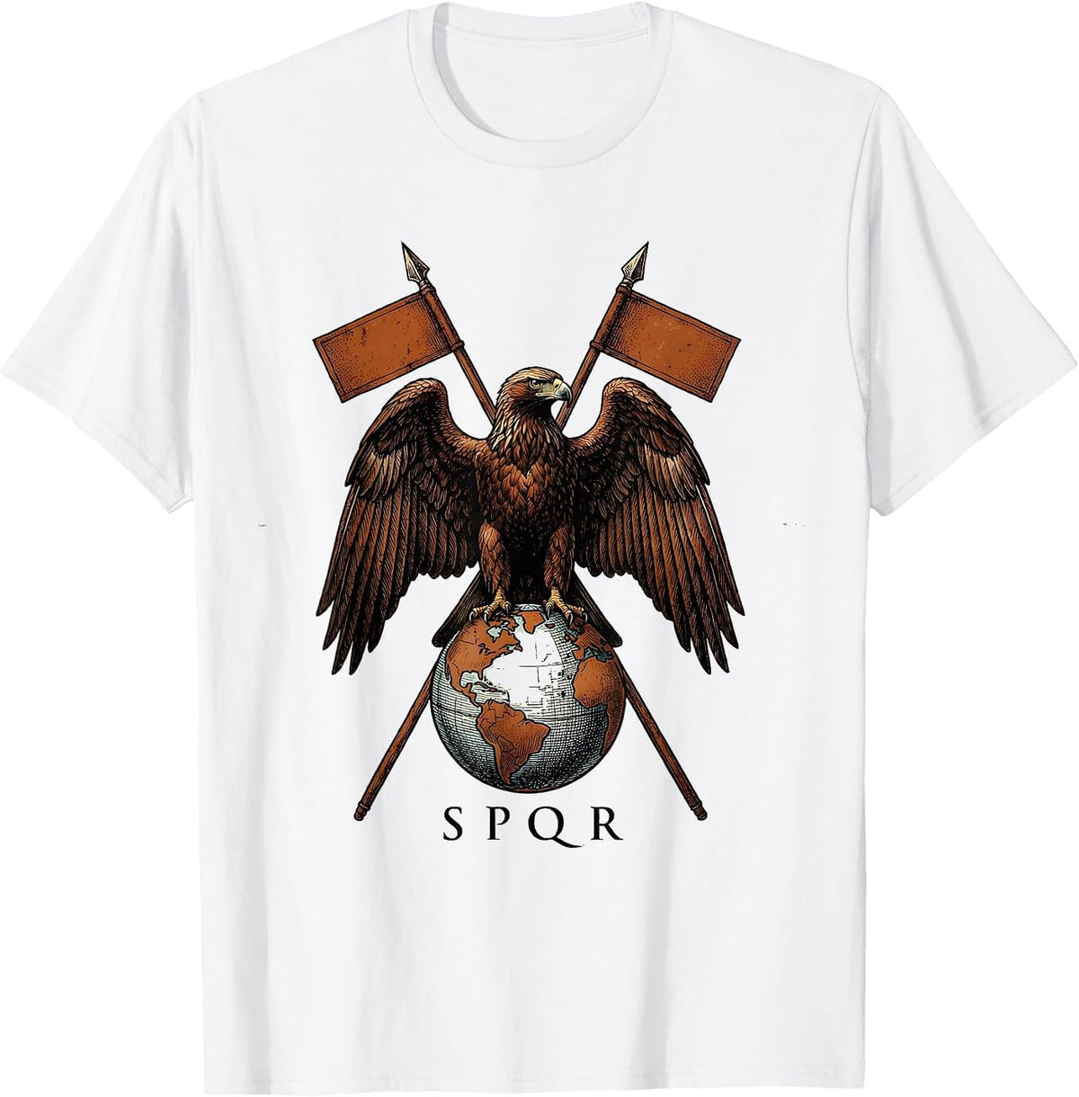 Men's SPQR Vintage Roman Eagle Distressed Meme History Teacher T-Shirt - White
