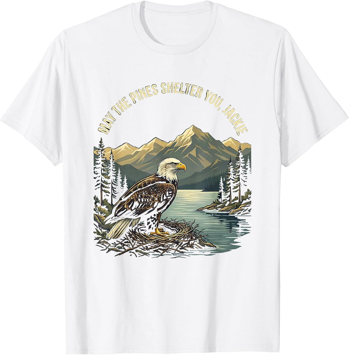 Men's May The Pines Shelter You Jackie Vintage Eagle Memorial T-Shirt - White