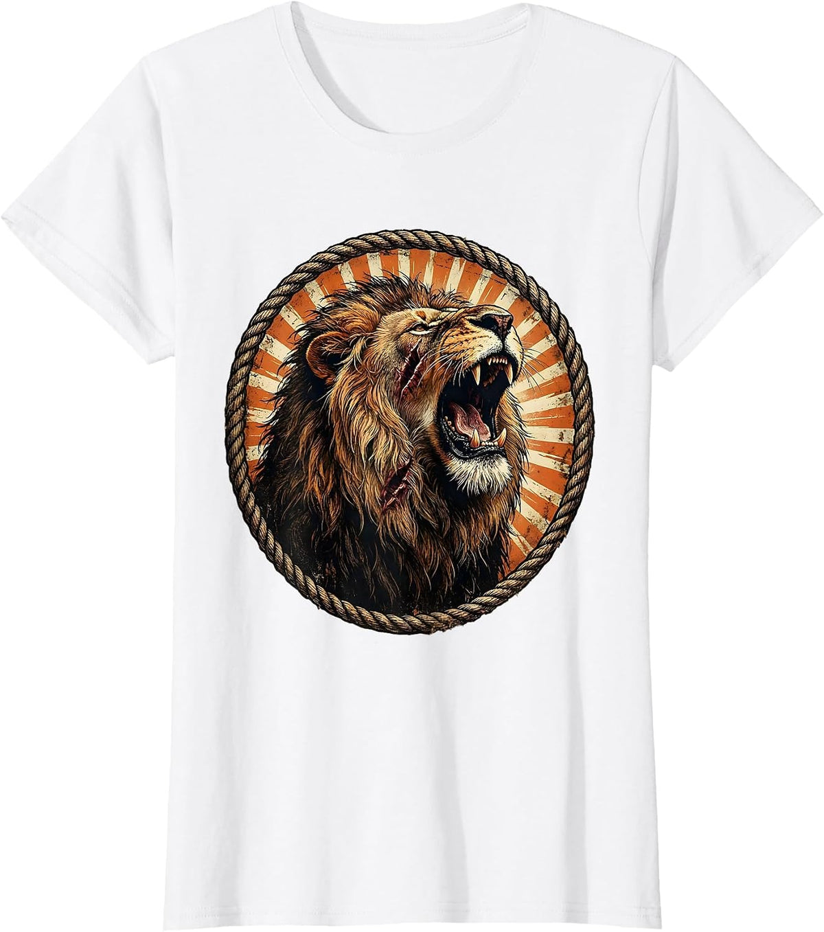 Hard Fought Hallelujah Scarred Lion Roaring T-Shirt - White