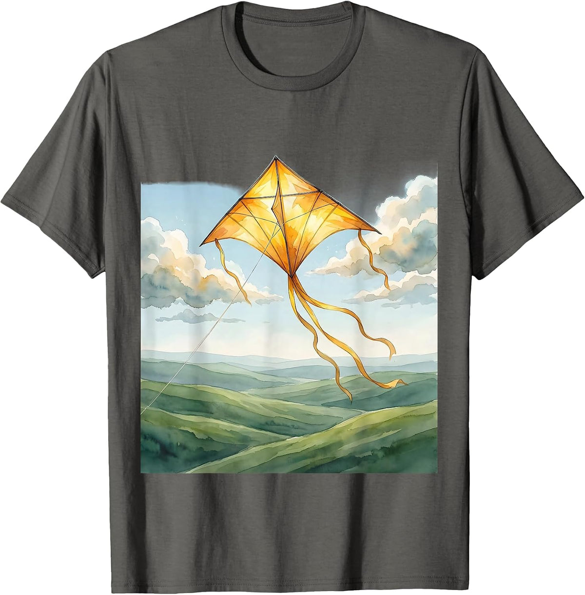 Special Education Kite Soaring Over Green Hills T-Shirt - Asphalt Grey