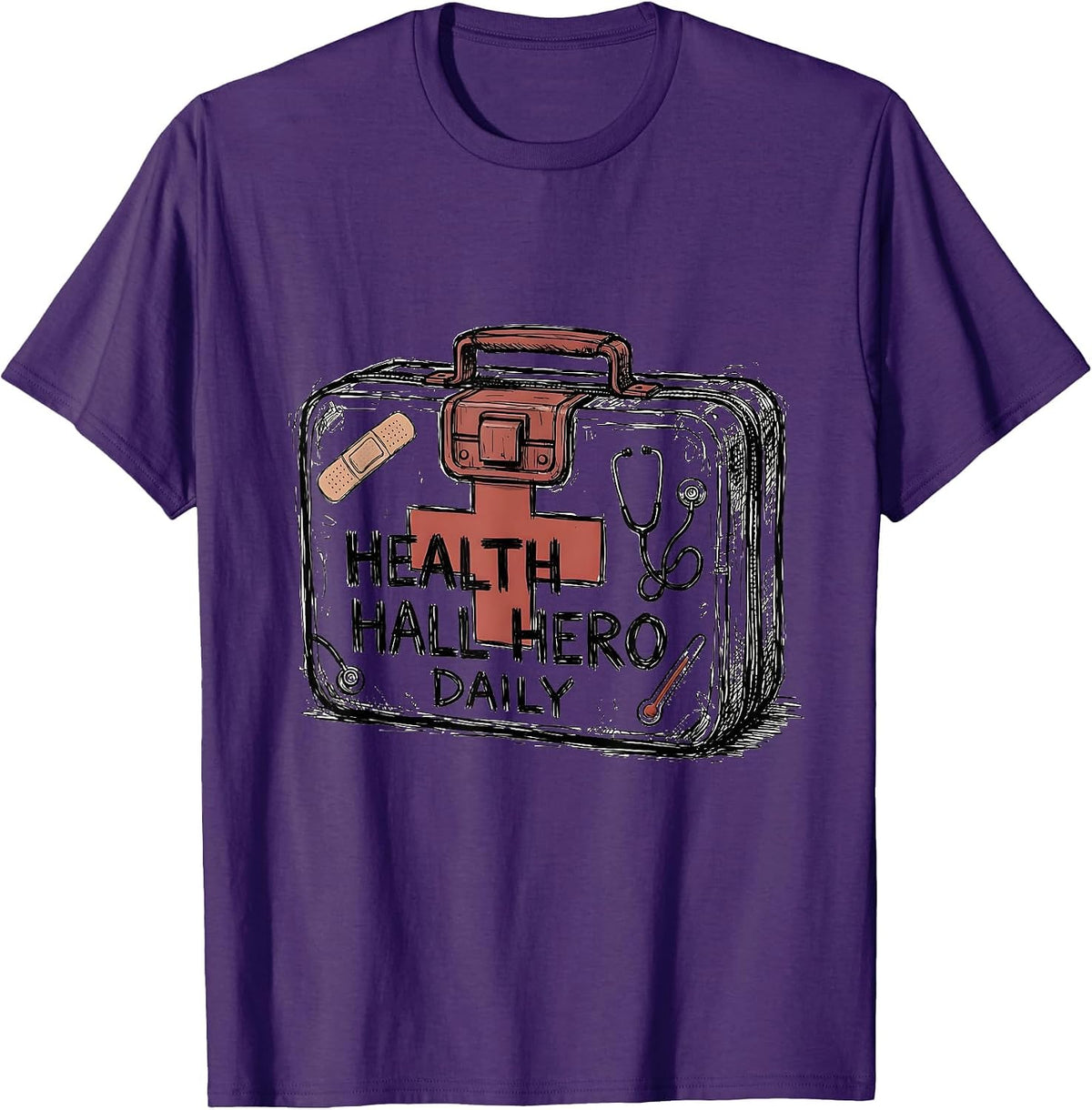 School Nurse Health Hall Hero Daily Design T-Shirt - Purple