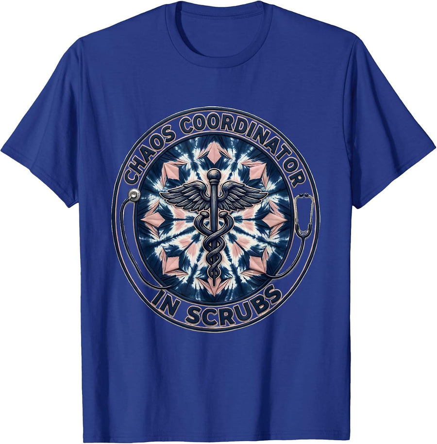 Chaos Coordinator In Scrubs Nurse Design T-Shirt - Royal Blue
