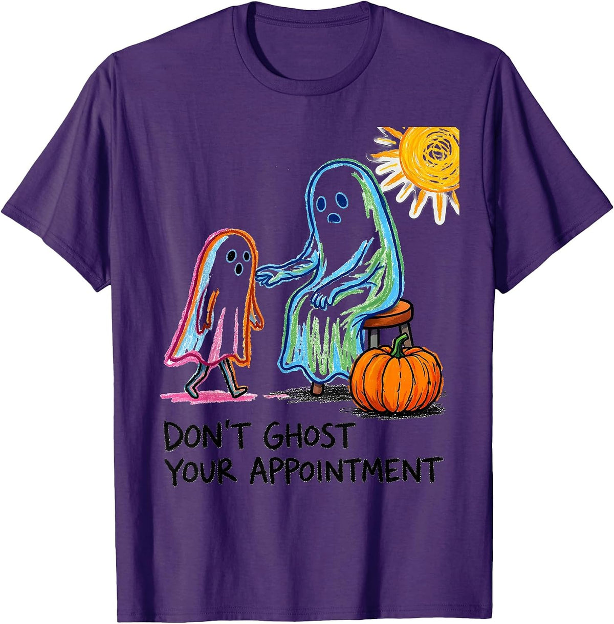 Don't Ghost Your Appointment Naive Kidcore Halloween Mental T-Shirt - Purple