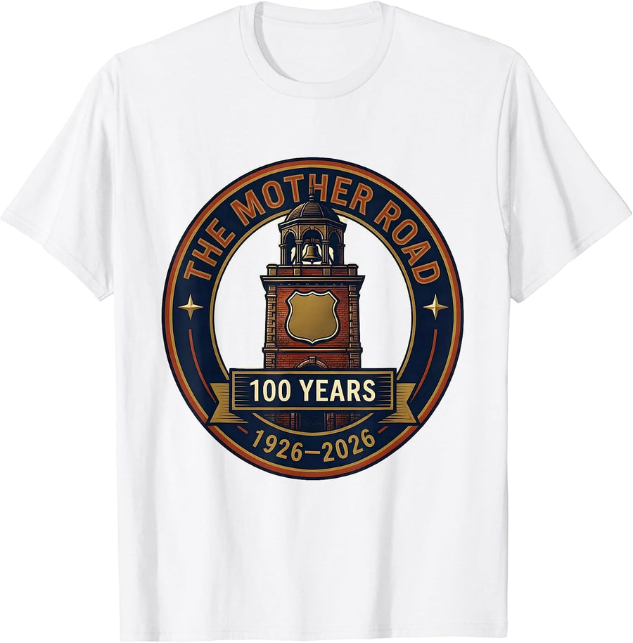 Men's The Mother Road 100 Years 1926-2026 Vintage Highway T-Shirt - White