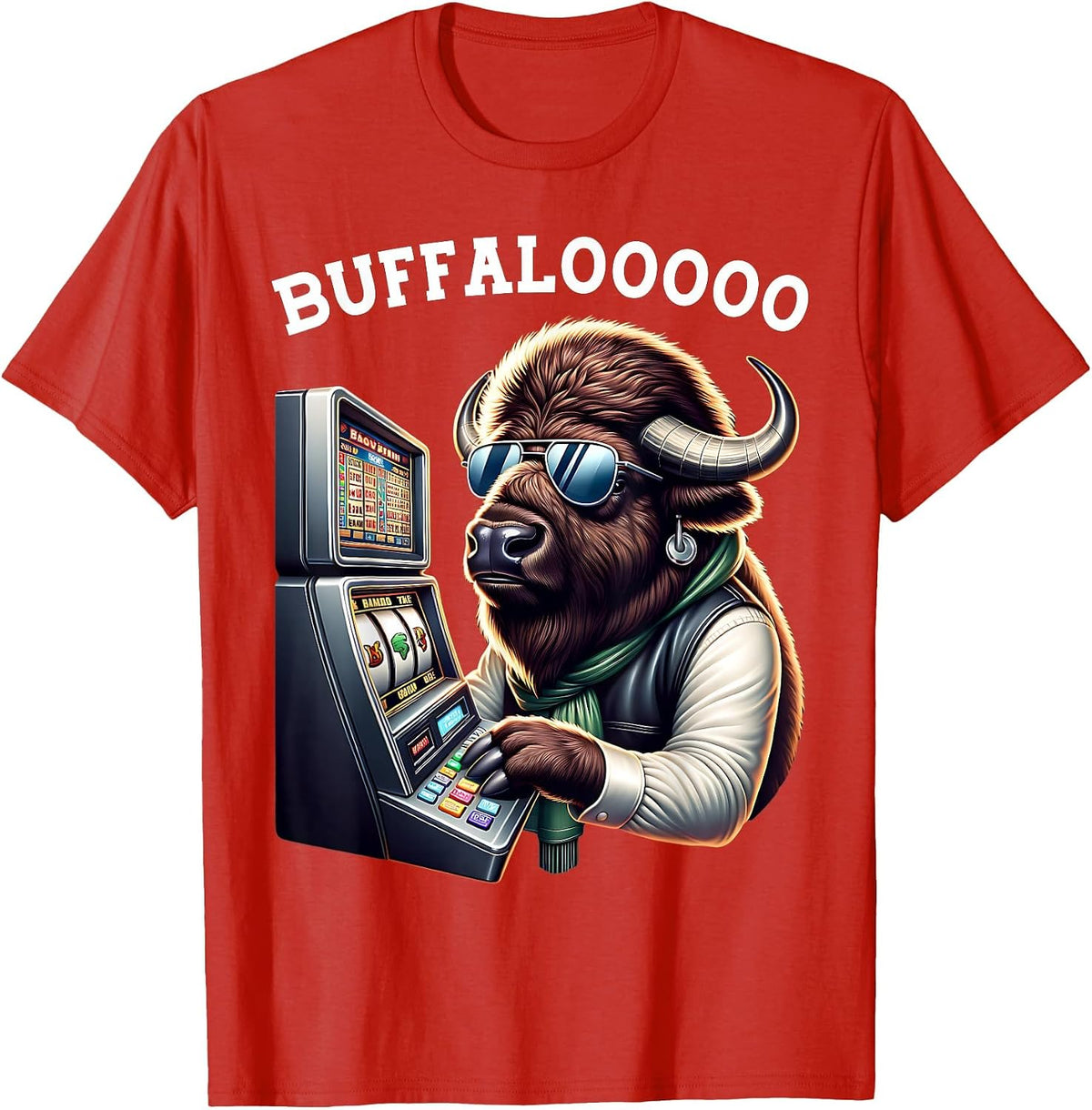 Buffalo Slot Machine Casino BUFFALOOOOO Gambling T-Shirt - Red