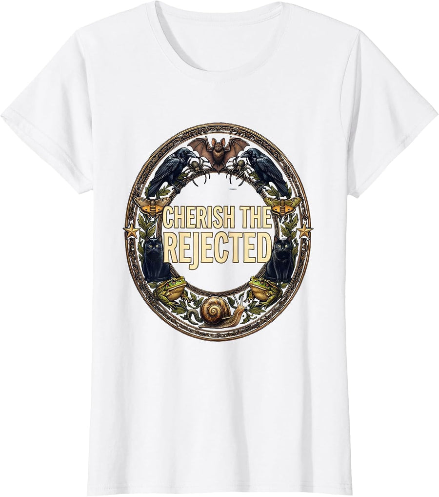 Women's Cherish The Rejected Misunderstood Creatures Animal Lover T-Shirt - White