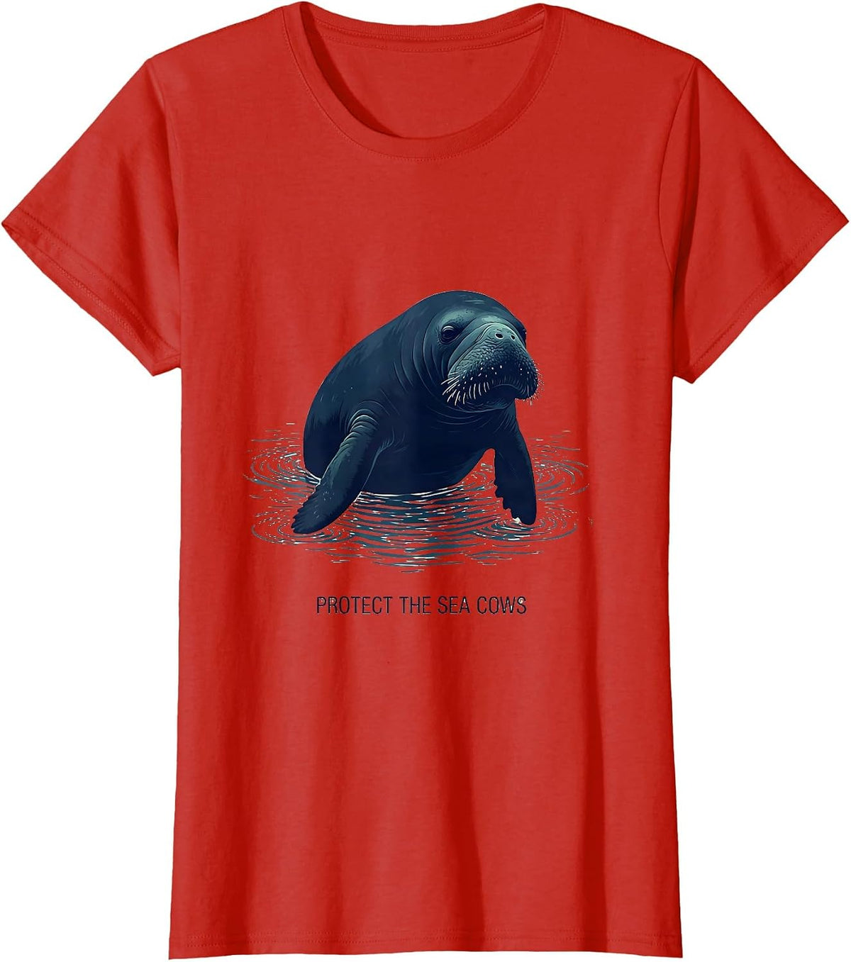 Women's Protect The Sea Cows Manatee Lover Crystal River Florida T-Shirt - Red