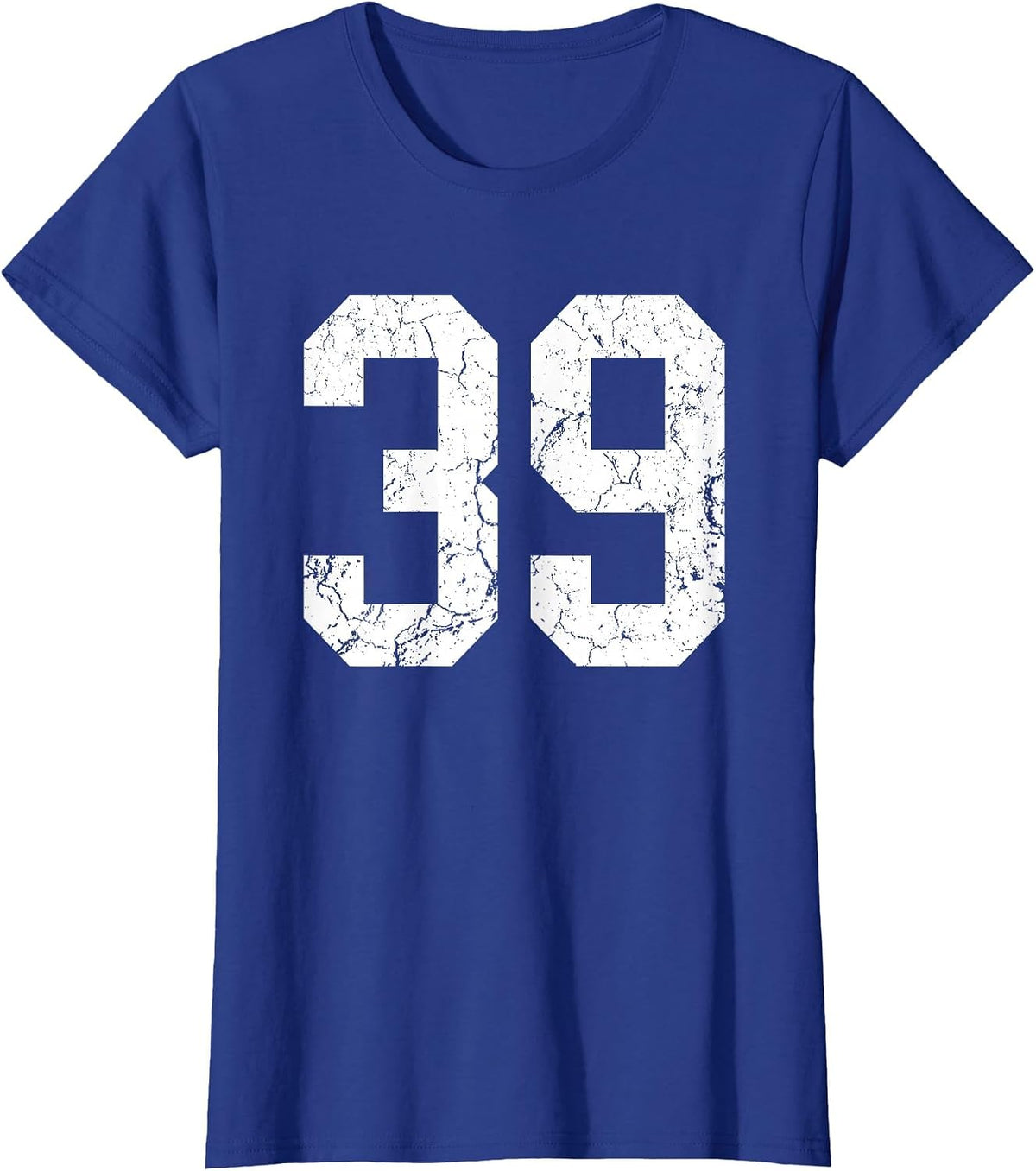 Grunge White Number 39 Jersey Uniform Player Fan T-Shirt - Royal Blue