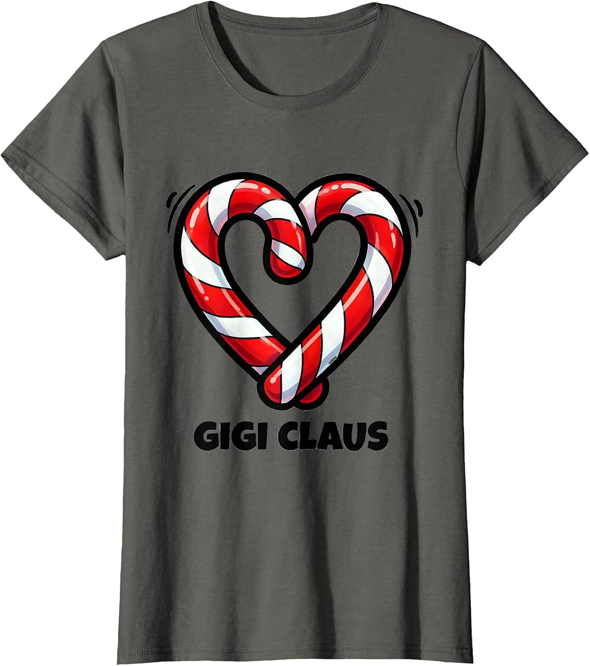 Women's Gigi Claus Cartoon Family Matching Christmas Pajama Role T-Shirt - Asphalt Grey