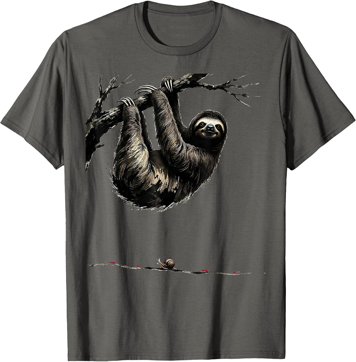 Cropped Sloth Chill Humor Lazy Animal Lover Gift T-Shirt - Asphalt Grey