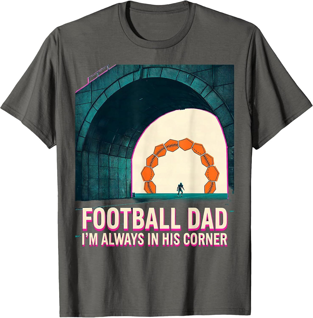 Men's Football Dad, I’m Always In His Corner Risograph Family T-Shirt - Asphalt Grey