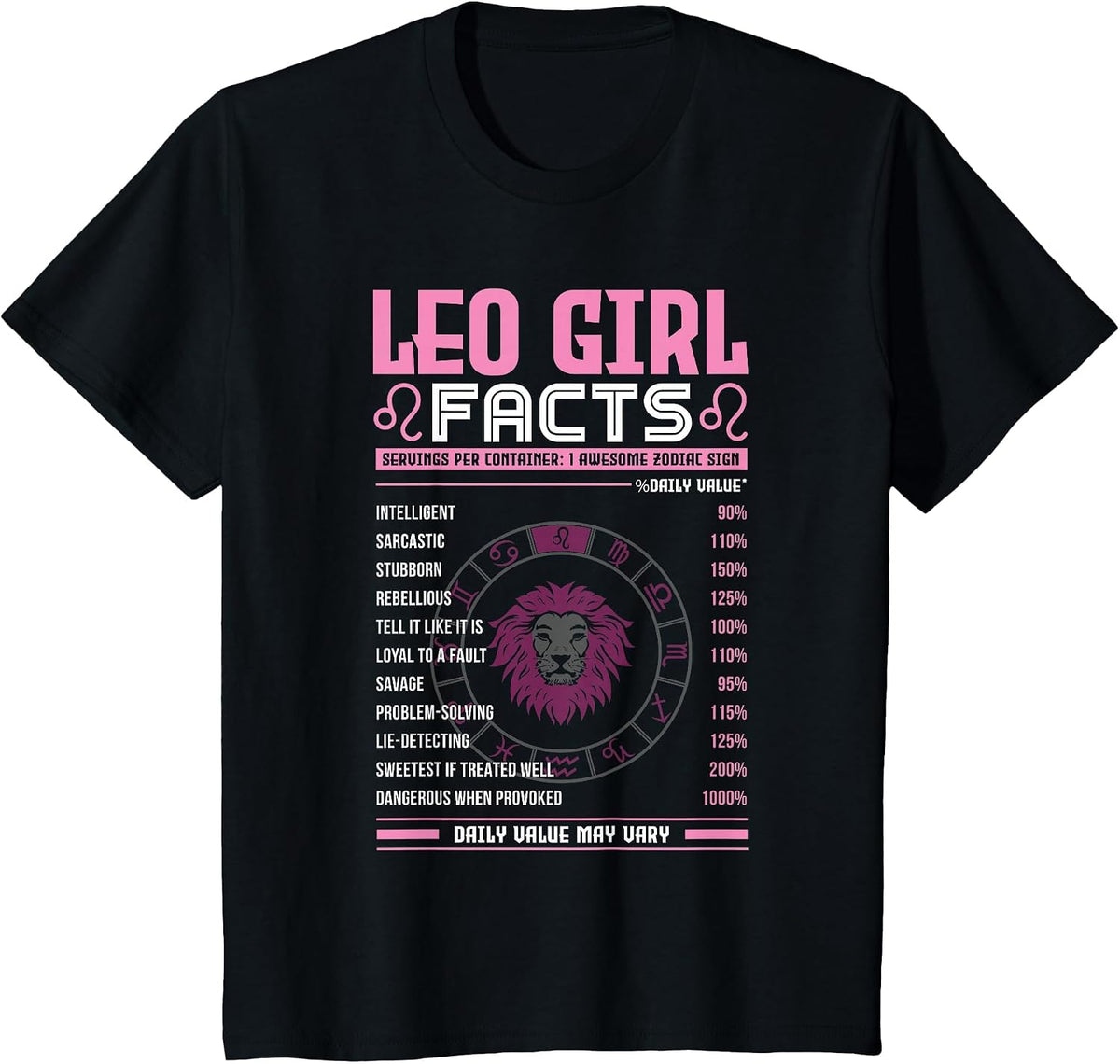 Leo Girl Zodiac Zodiac Signs Features Horoscope T-Shirt - Black