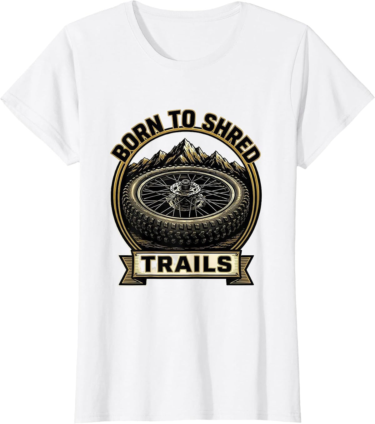 Born to Shred Trails Mountain Bike Design T-Shirt - White