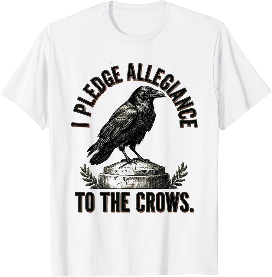 Men's I Pledge Allegiance To The Crows Vintage Gothic Crow Lover T-Shirt - White