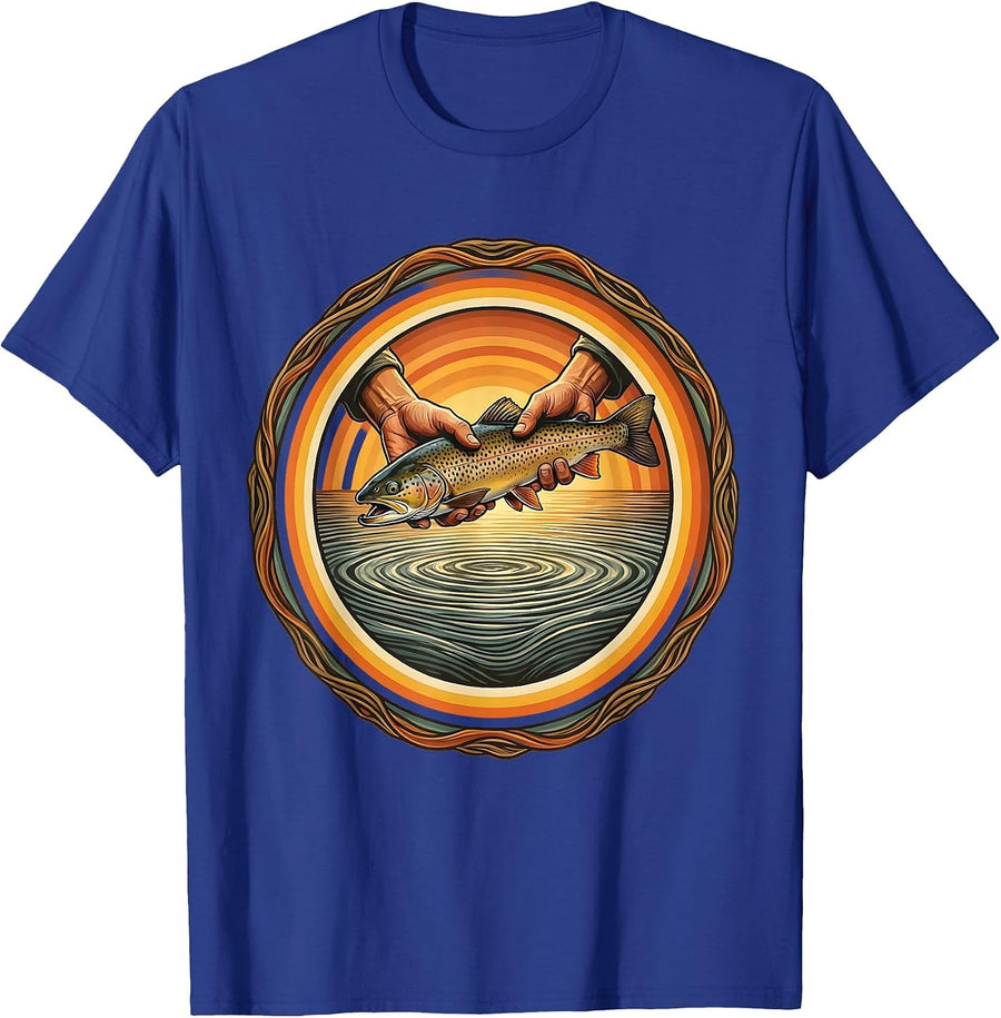 Catch and Release Trout Fishing Graphic T-Shirt - Royal Blue