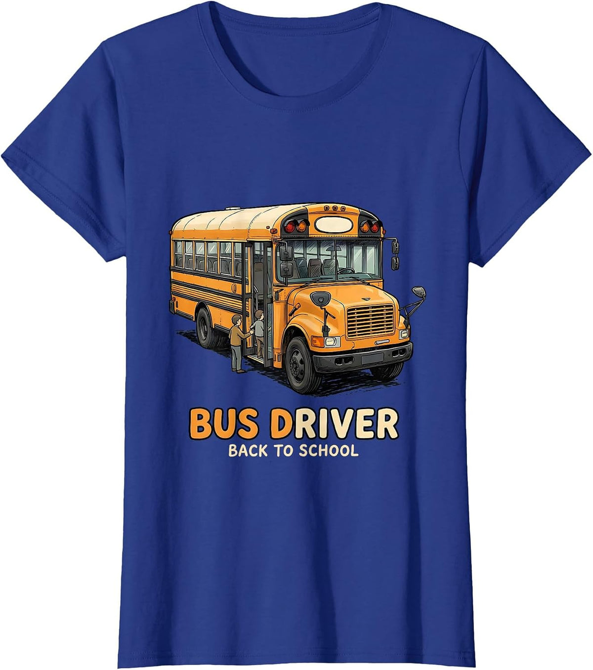 Women's Amber Bus Driver School Bus Driver Appreciation Back To T-Shirt - Royal Blue