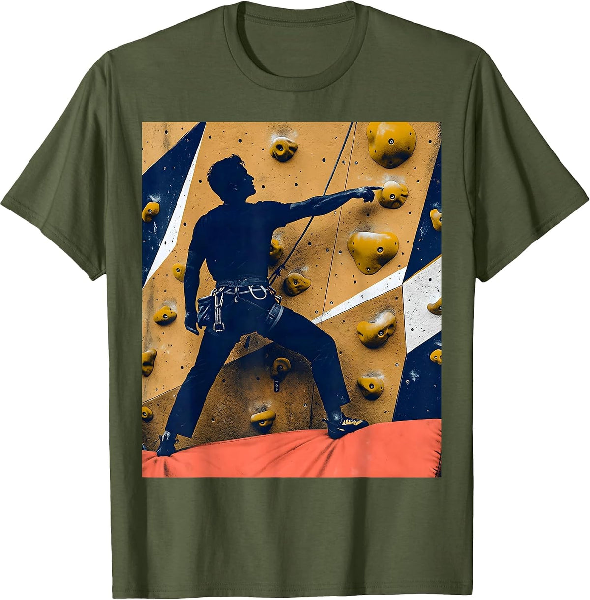 Solid Climber Split Stance Bouldering Humor Gift T-Shirt - Olive Green