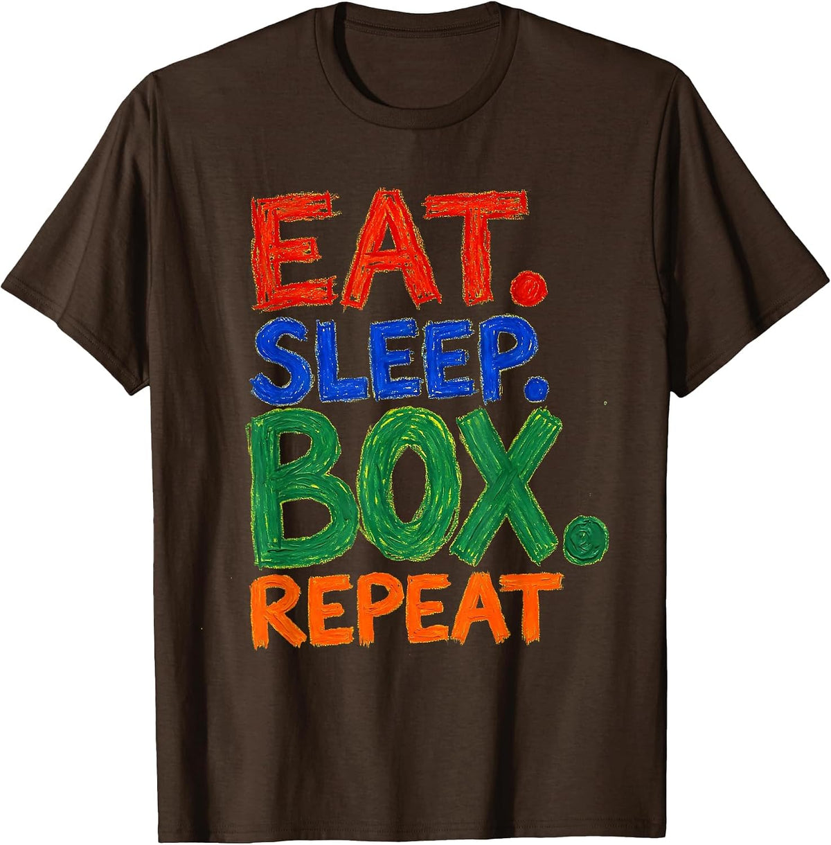 Men's Eat Sleep Box Repeat Boxing Lifestyle Design T-Shirt - Brown