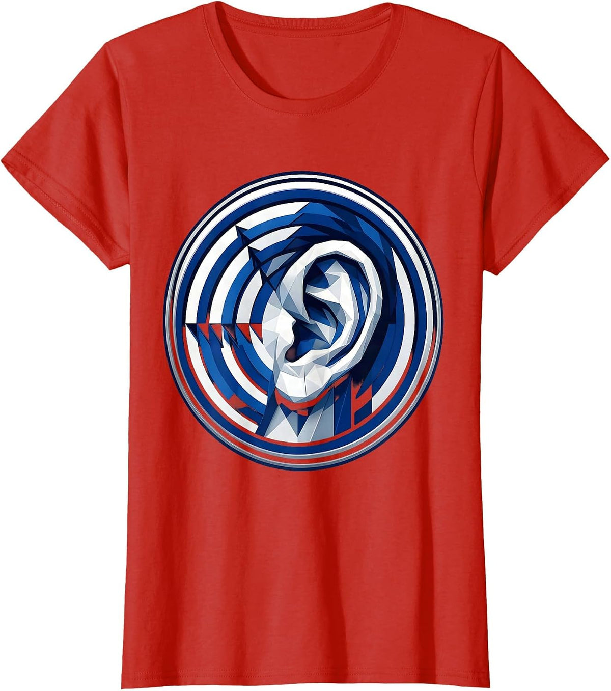 Speech Pathologist Ear Sound Waves Illustration T-Shirt - Red