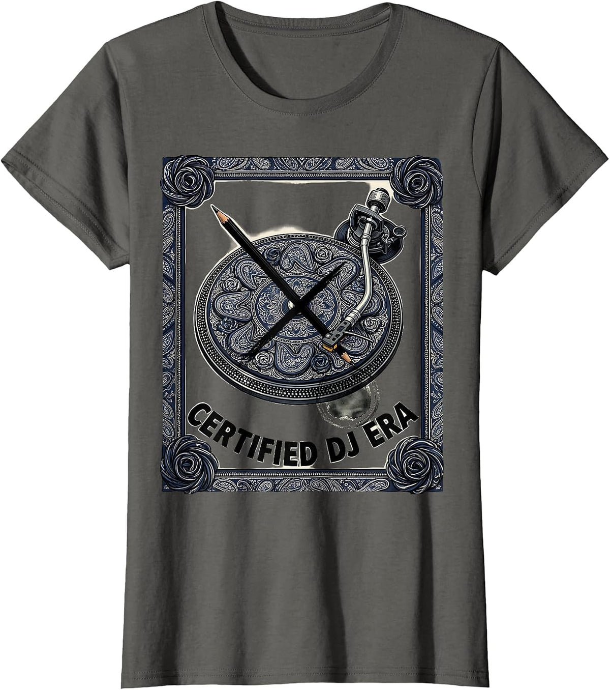 Women's Certified DJ Era Retro Hip-Hop Golden Era Music Fan T-Shirt - Asphalt Grey