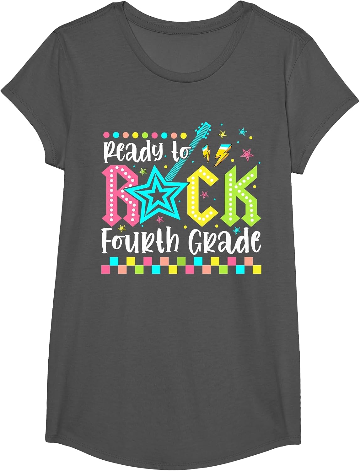 4th Grade for Girls Back to School First Day Fourth Grade T-Shirt - Girls Asphalt Grey