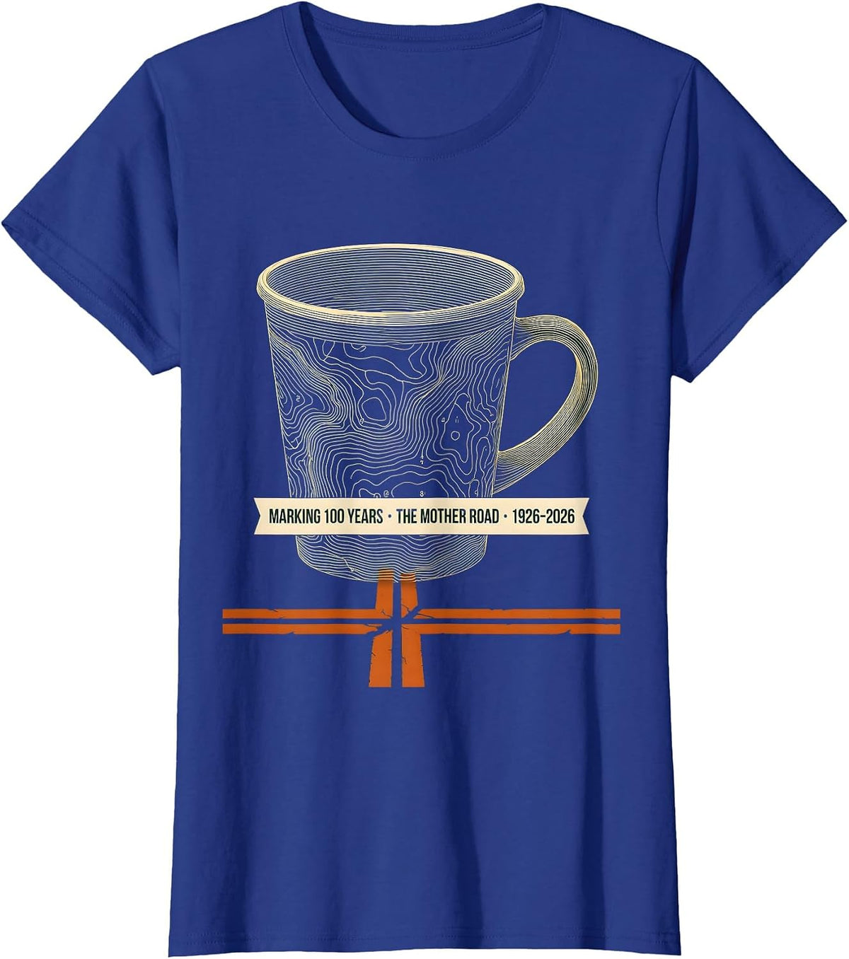 Women's Marking 100 Years The Mother Road Vintage T-Shirt - Royal Blue