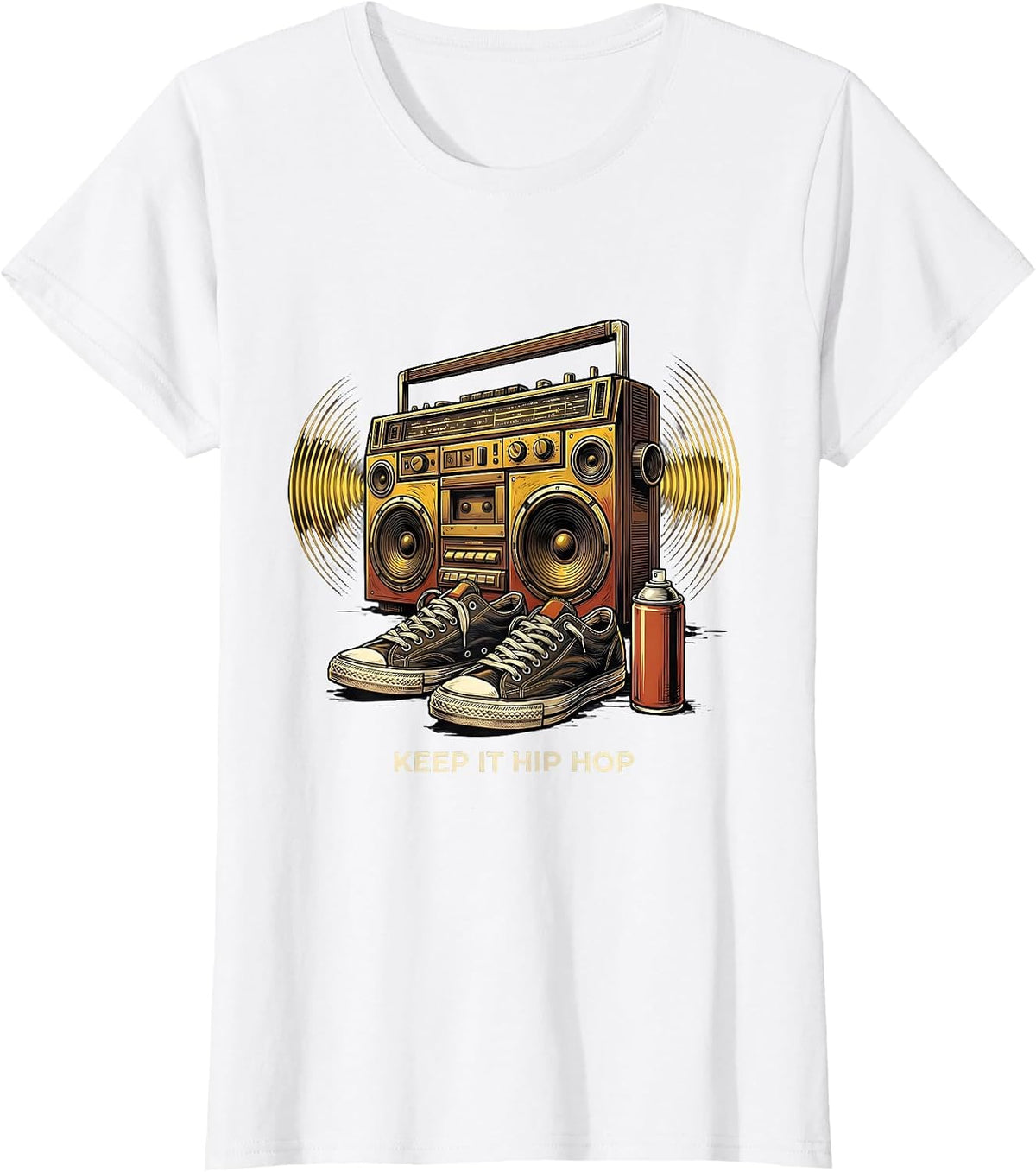 Keep It Hip Hop Bold Graphic Design T-Shirt - White