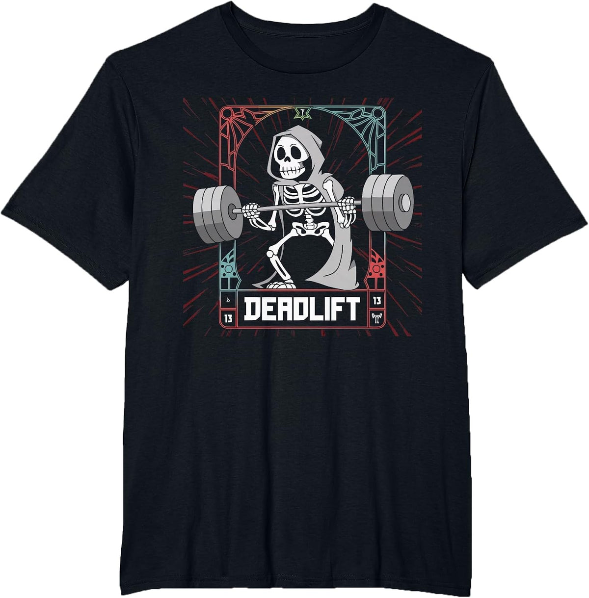 Skeleton Weightlifting Fitness Exercise Bodybuilding T-Shirt - Black
