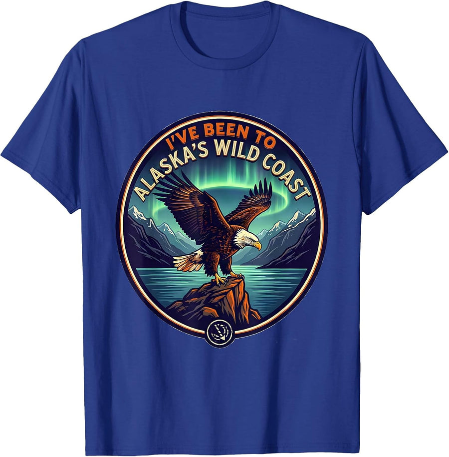 I'VE BEEN TO ALASKA'S WILD COAST Screenprint Alaska Tourist T-Shirt - Royal Blue