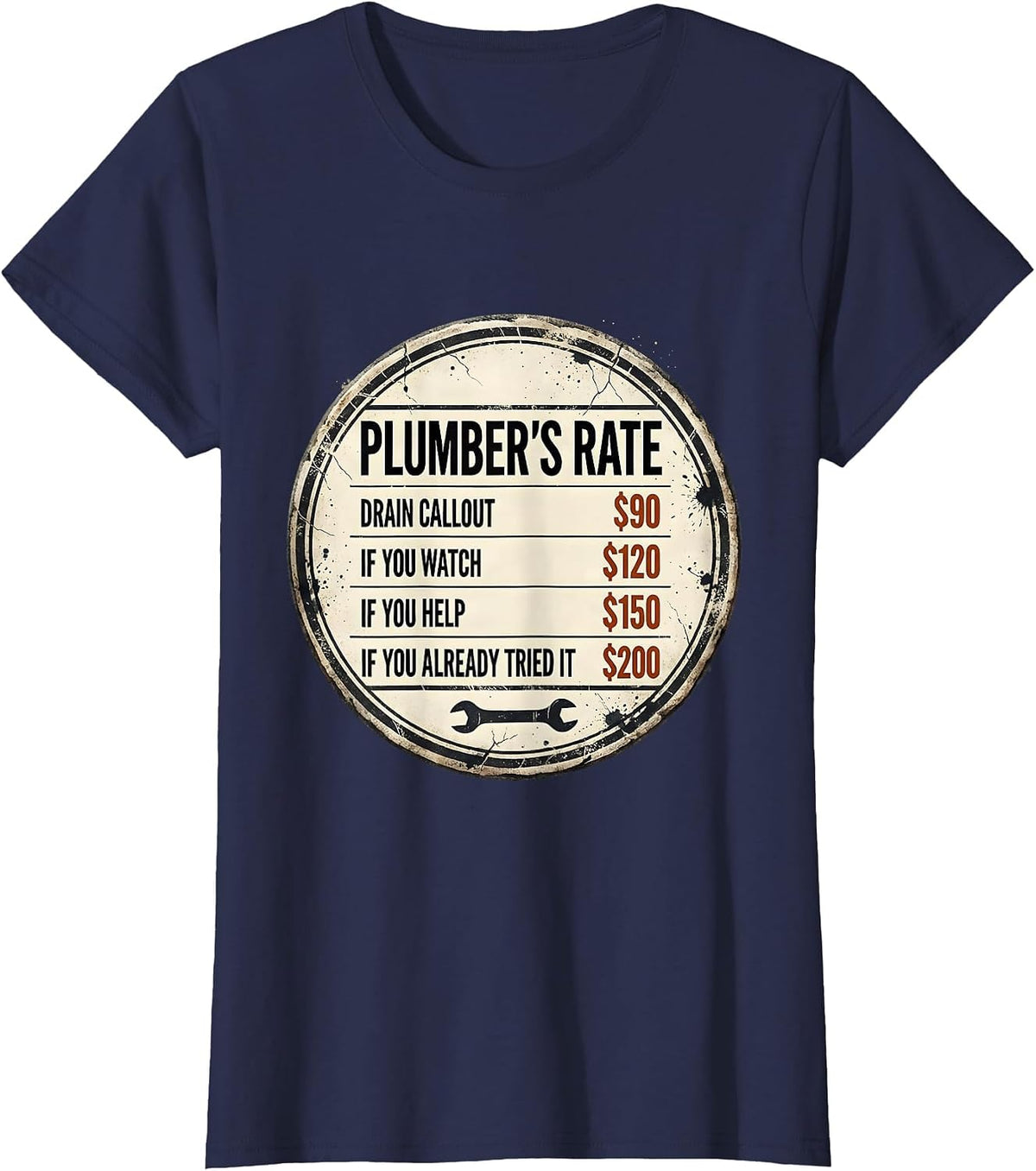 Women's Plumber's Rate Funny Plumbing Trade Humor T-Shirt - Navy Blue