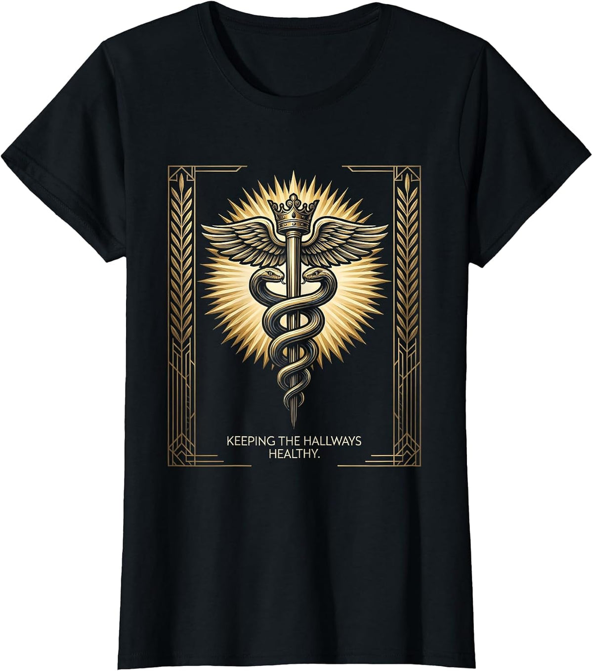 Keeping the Hallways Healthy School Nurse Design T-Shirt - Black