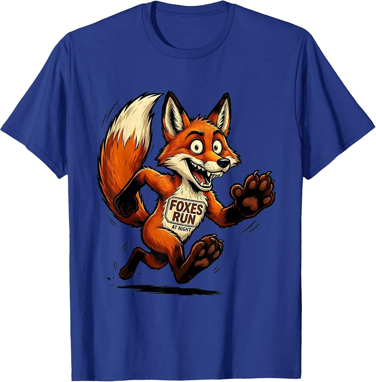 Foxes Run At Night Nocturnal Fox Design T-Shirt - Royal Blue