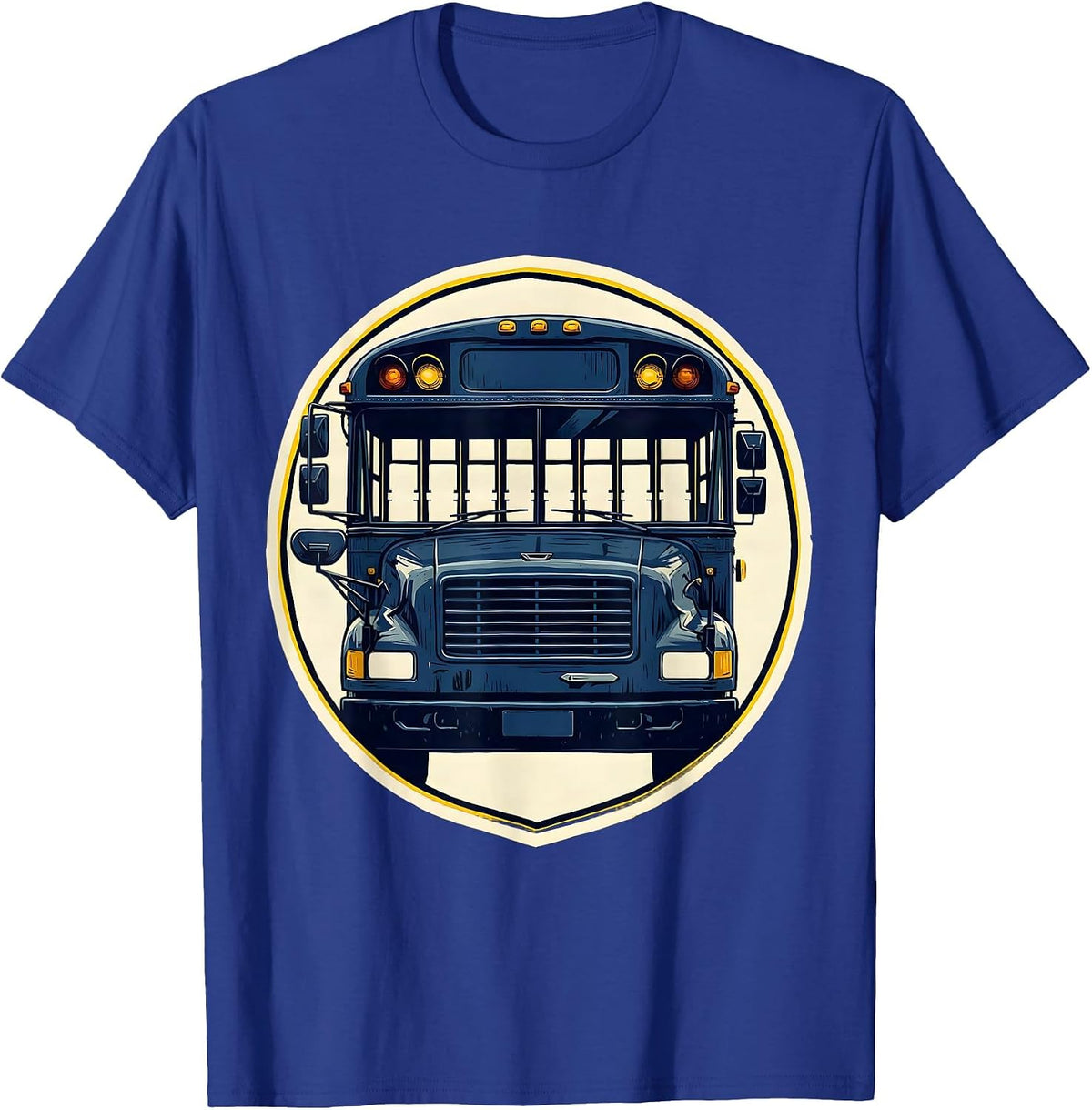 School Bus Driver Linocut Funny Appreciation Gift T-Shirt - Royal Blue