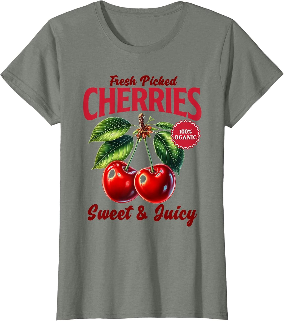 Cherry Farmer's Market Fresh Picked Cherries Cherry Lover T-Shirt - Olive Heather