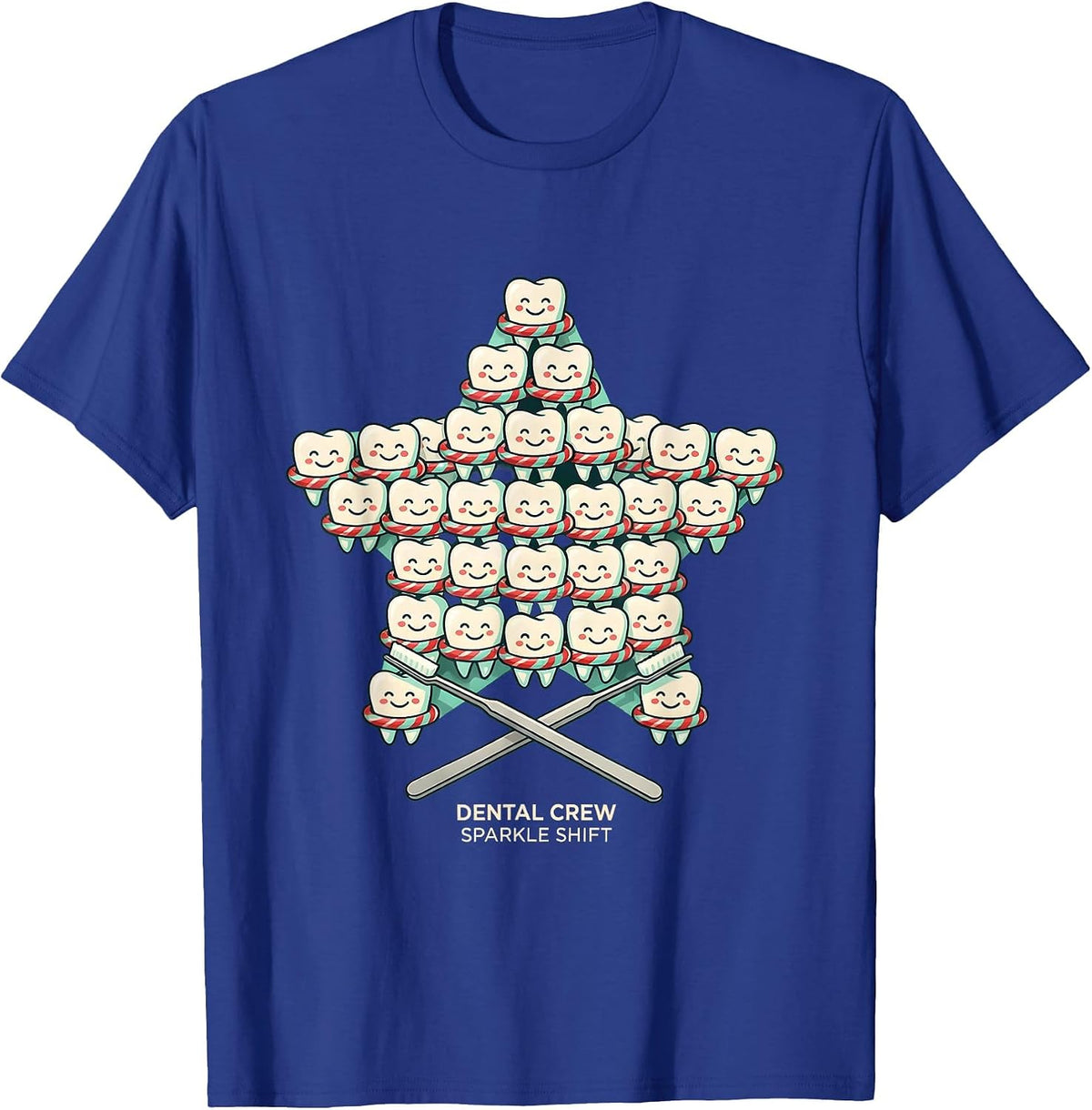Dental Crew Sparkle Shift Funny Dental Team Christmas T-Shirt - Royal Blue
