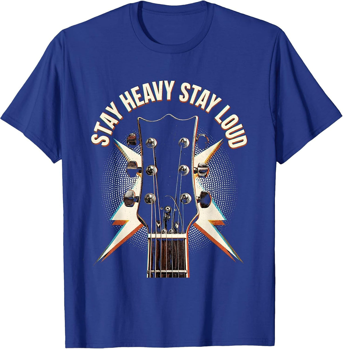 Stay Heavy Stay Loud Metal Music Graphic Design T-Shirt - Royal Blue