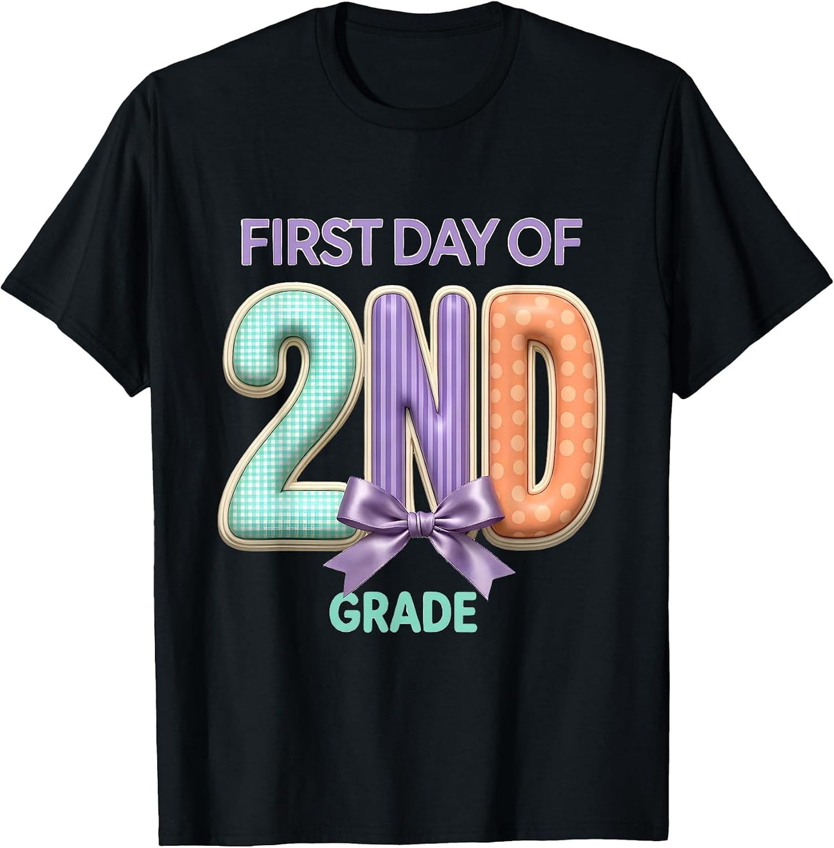 Men's First Day Of 2nd Grade Coquette Bow Back To School Teacher T-Shirt - Black