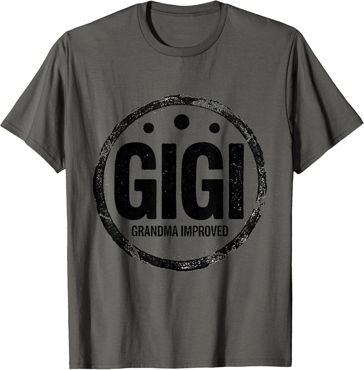 Men's Gigi Grandma Improved Funny Rubber Stamp Grandmother Gift T-Shirt - Asphalt Grey