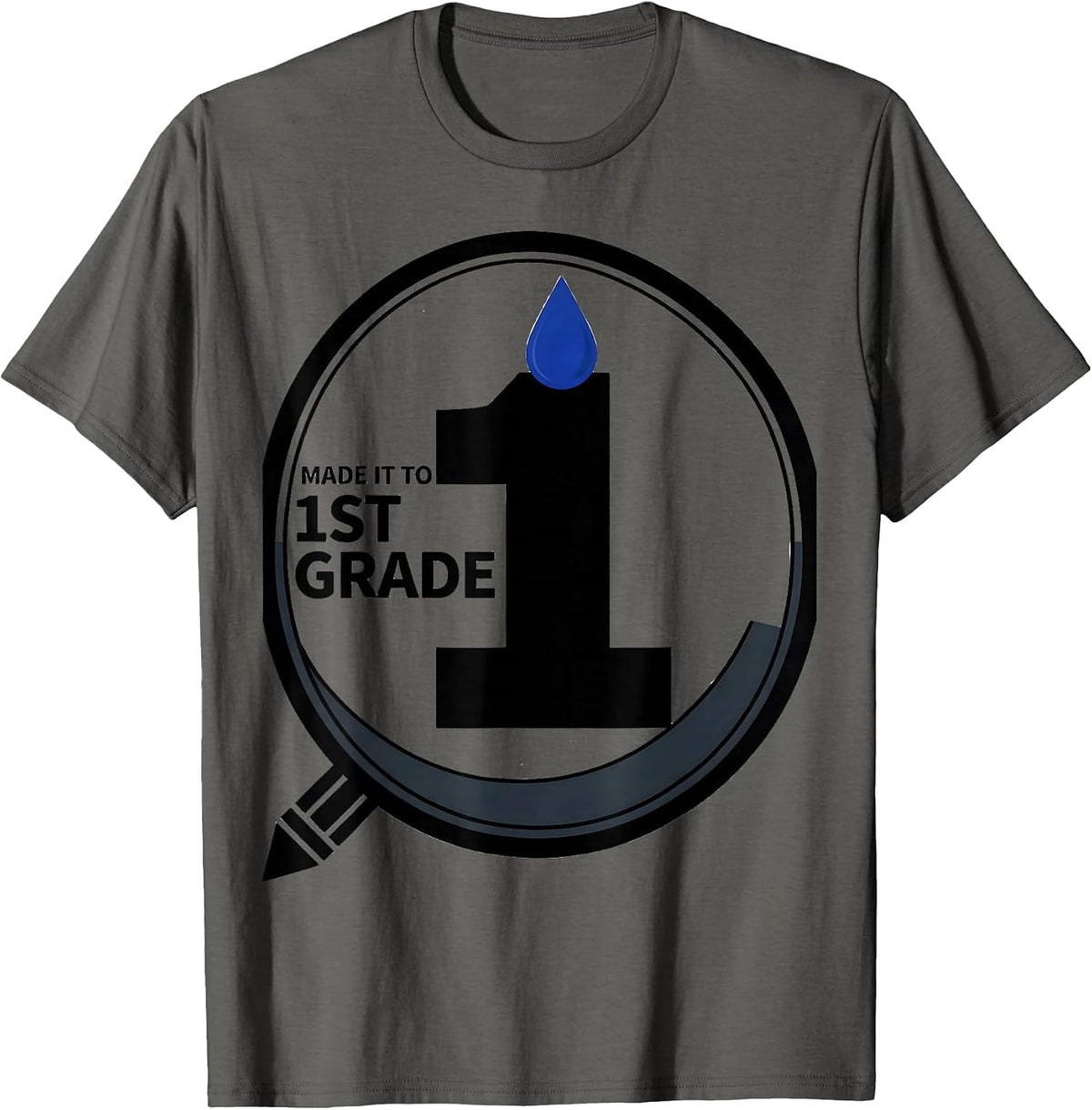 Made It To 1st Grade Groovy Back To School First Day of T-Shirt - Asphalt Grey
