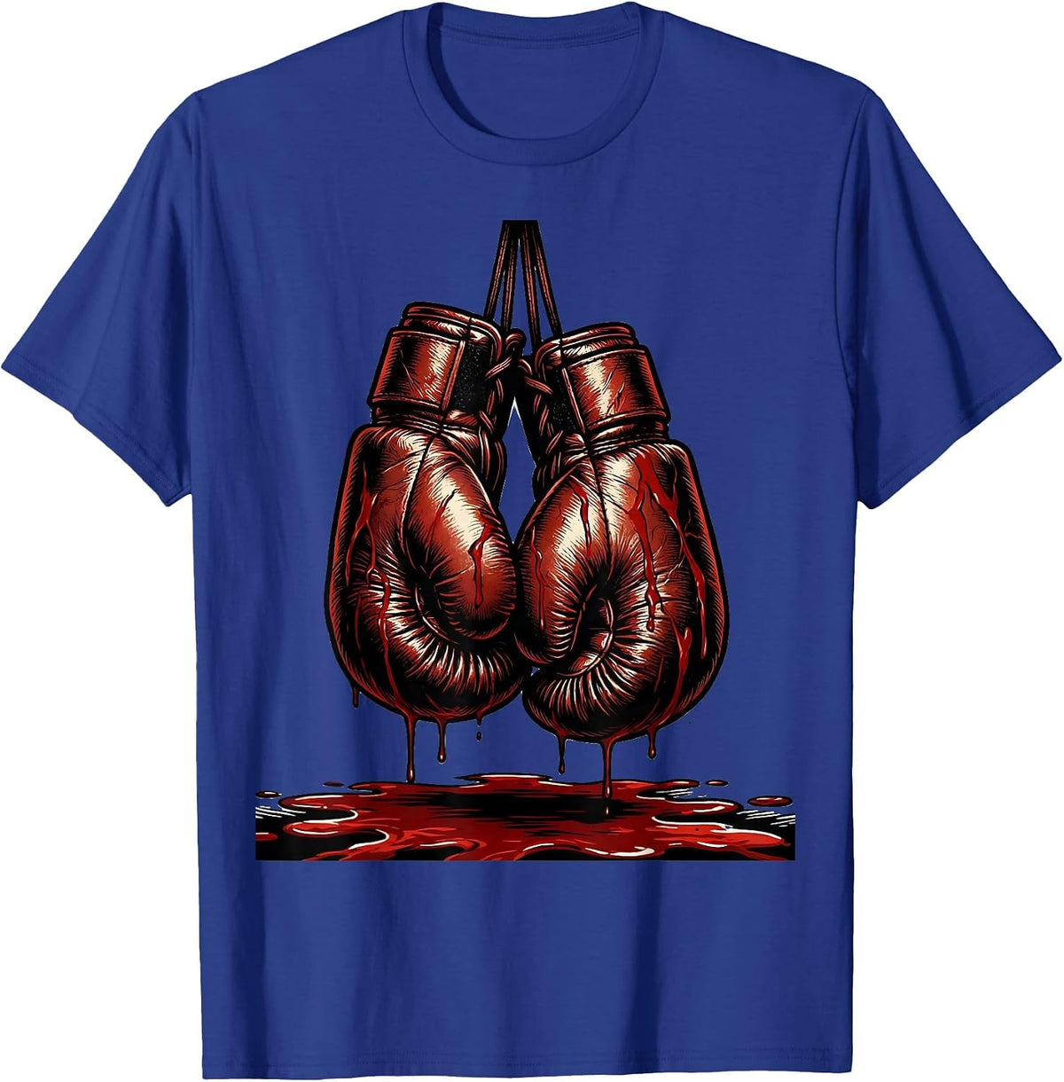 Bloody Boxing Gloves Graphic Design T-Shirt - Royal Blue